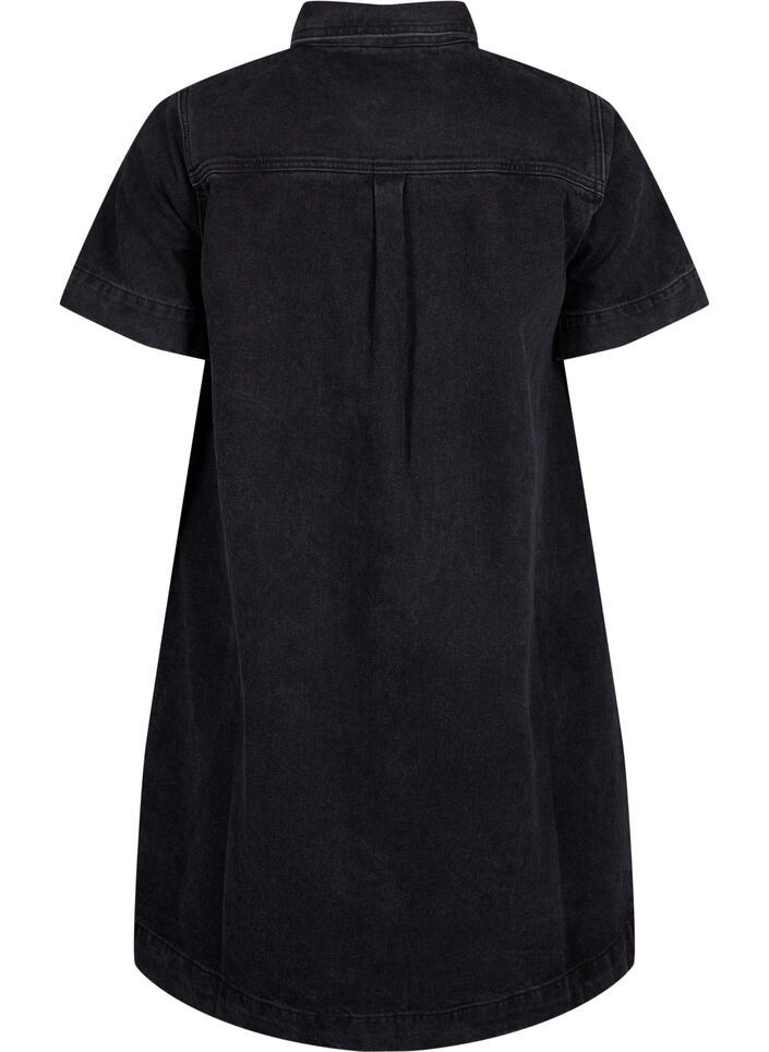 Langes Denim-Shirt mit kurzen Ärmeln, Grey Washed, Packshot image number 1