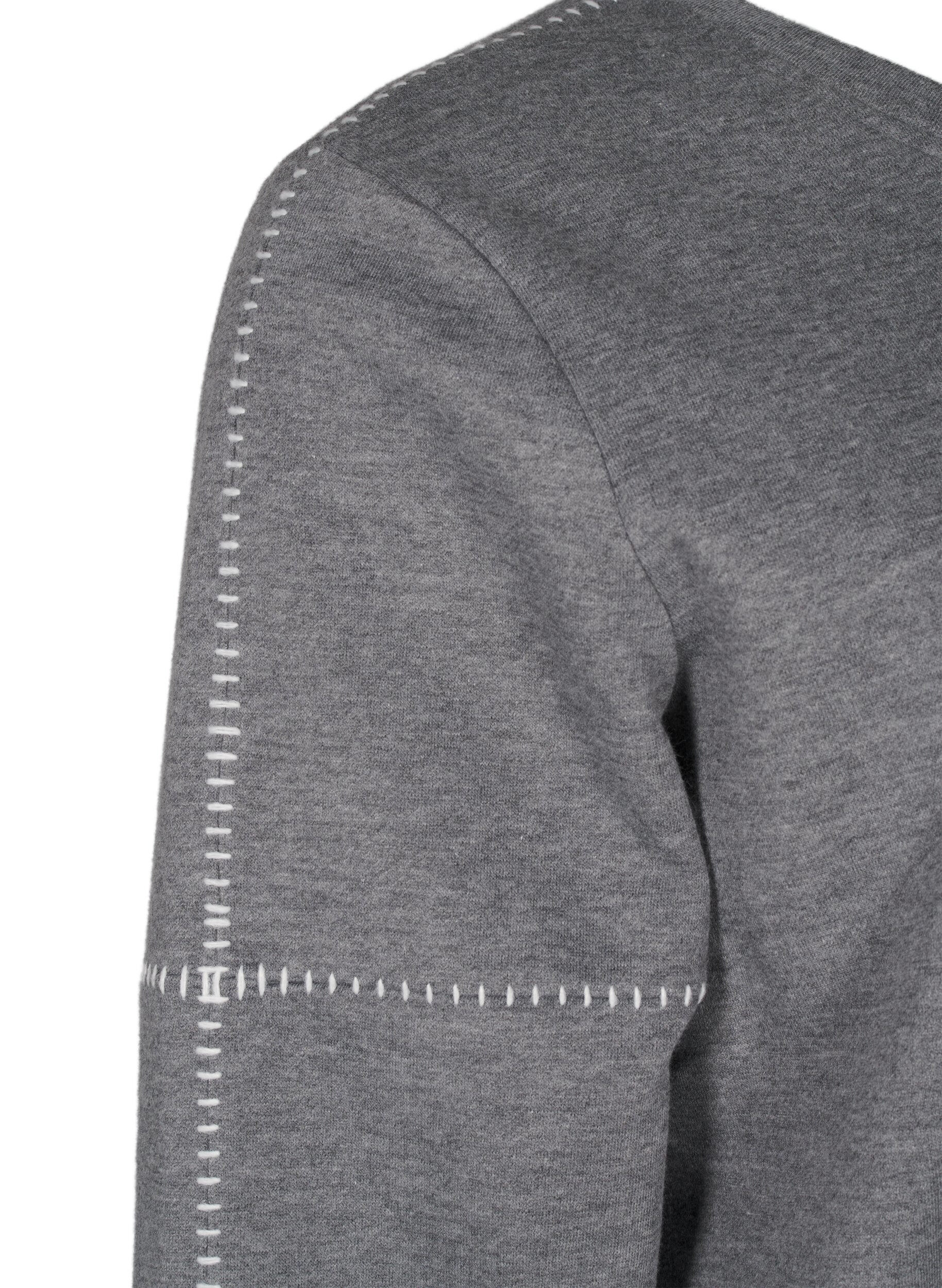 Zizzi Sweatshirt mit Kontrastn&auml;hten, Medium Grey M&eacute;l, Packshot image number 3
