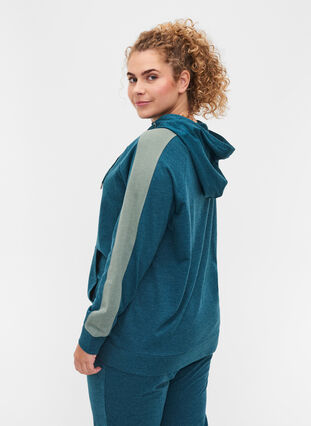 Sweatshirt mit Reißverschluss und Kapuze, Deep Teal, Model image number 1