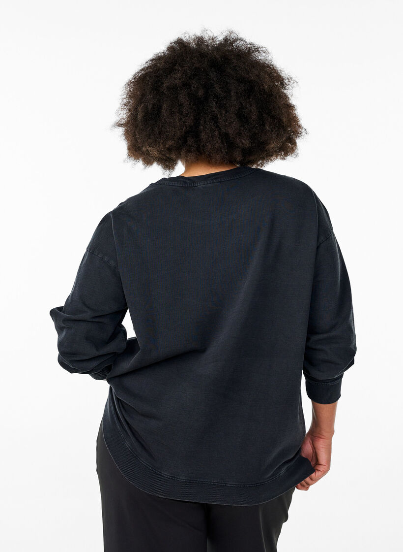 Lockeres Sweatshirt im gewaschenen Look, Grau, Model image number 2