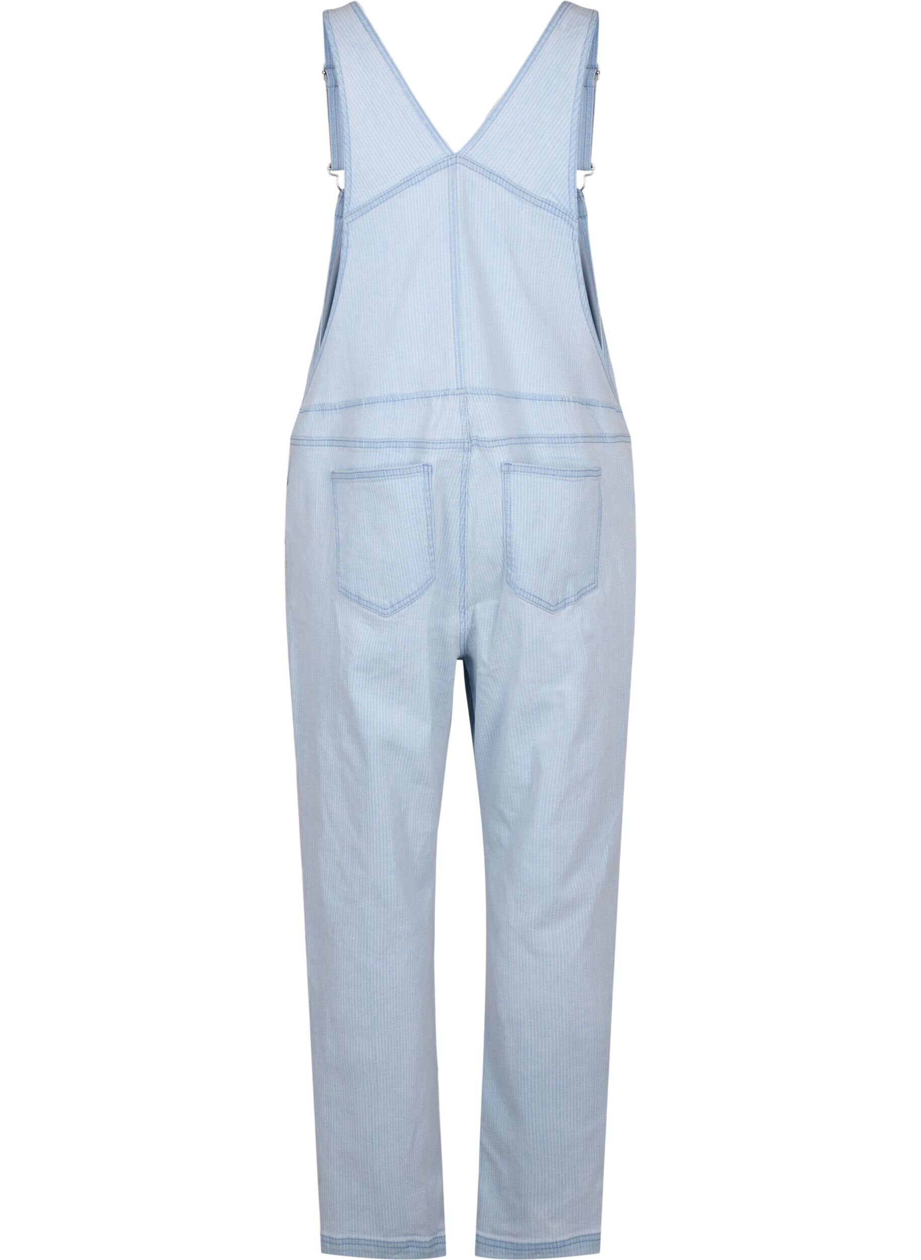 ZizziGestreifte Jeans-Latzhosen, Blau, Packshot image number 1