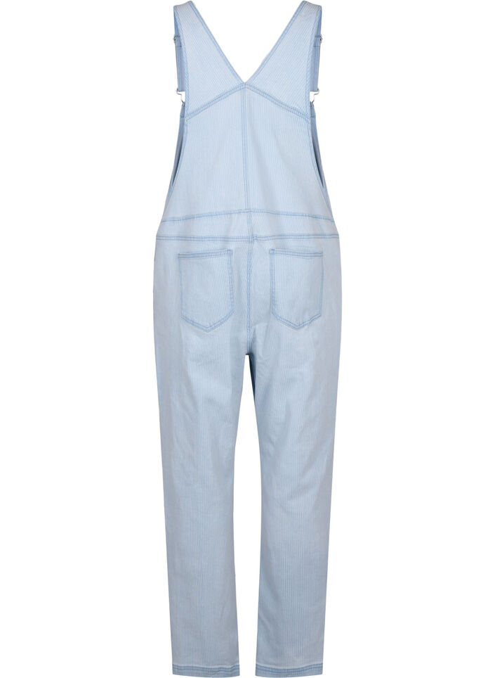 Gestreifte Jeans-Latzhosen, Blau, Packshot image number 1