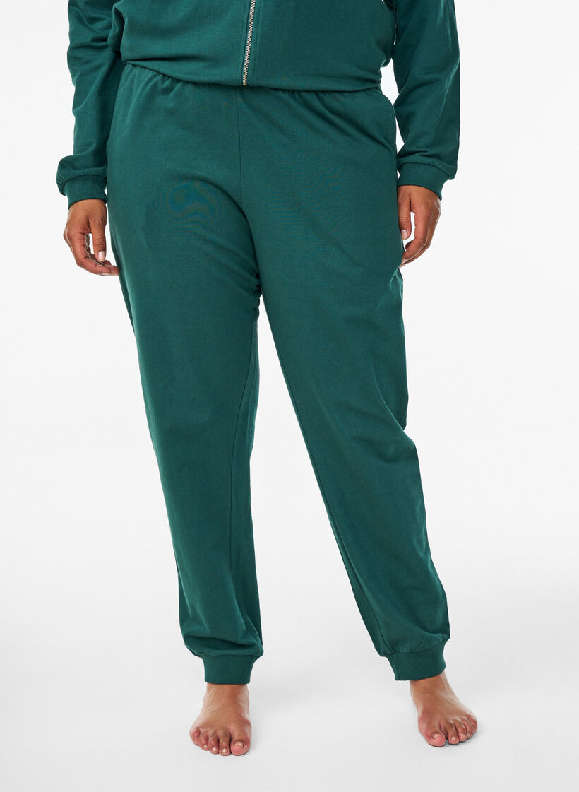 Hoch taillierte Sweatpants aus Baumwolle, Grün, Model image number 2