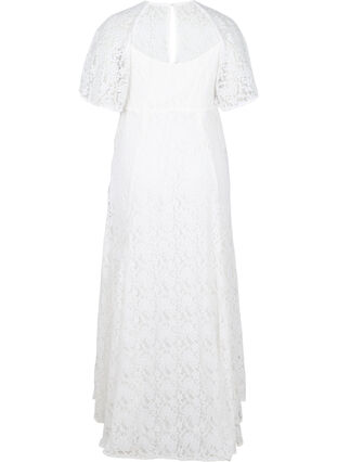 Brautkleid mit Spitze und kurzen Ärmeln, Star White, Packshot image number 1