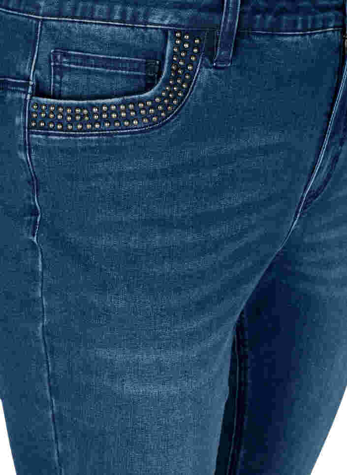 Nille Jeans mit hoher Taille und Nieten, Medium Blue denim, Packshot image number 2