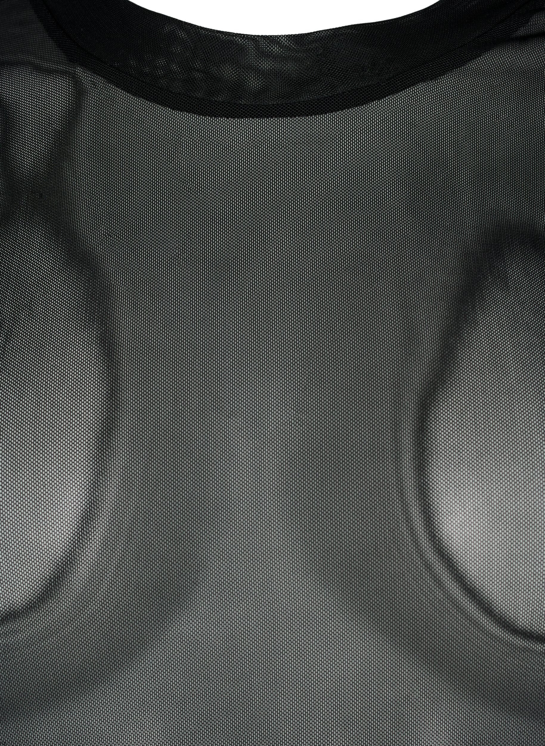 Zizzi Bluse aus Mesh mit Punkten, Schwarz, Packshot image number 2