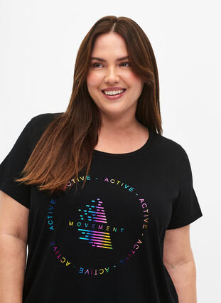 Trainings-T-Shirt mit Print, Black/Hologram logo, Model image number 2