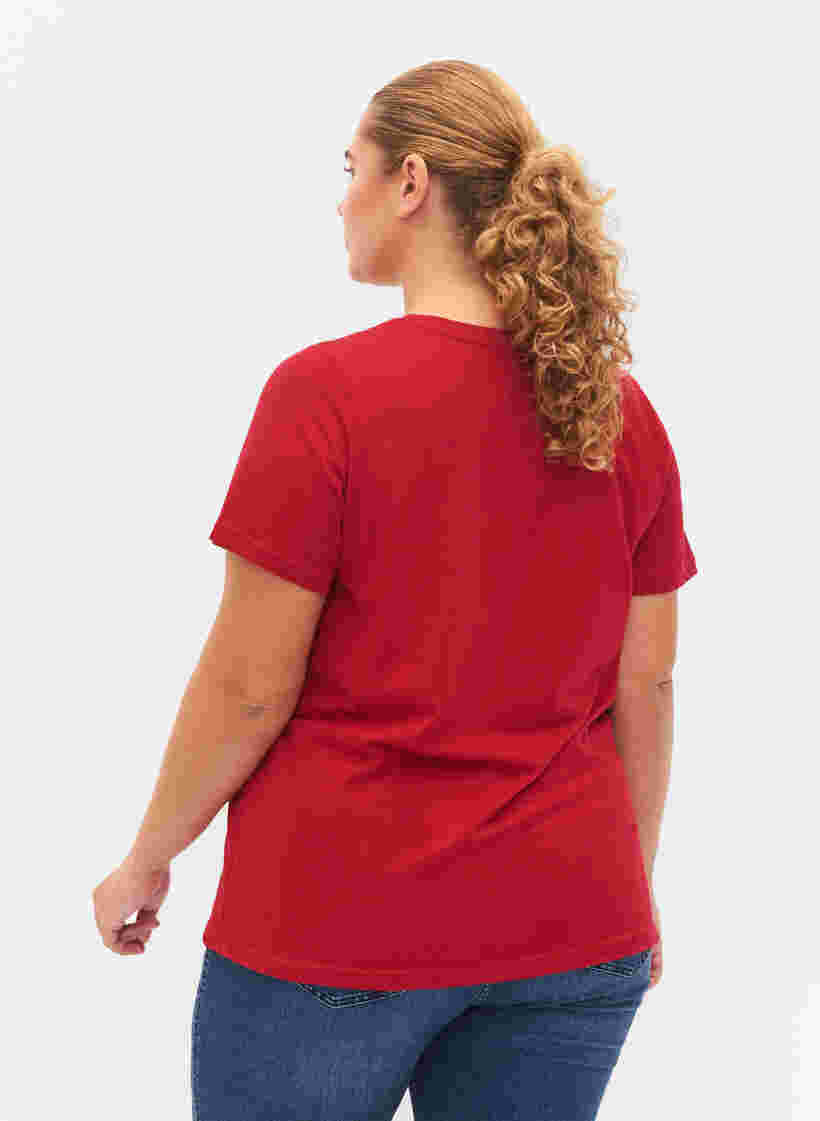 Weihnachts-T-Shirt aus Baumwolle, Tango Red Reindeer, Model image number 1