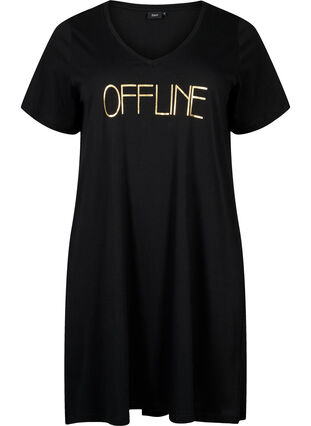 Organische Baumwoll-Nachthemd mit V-Ausschnitt (GOTS), Black Offline, Packshot image number 0