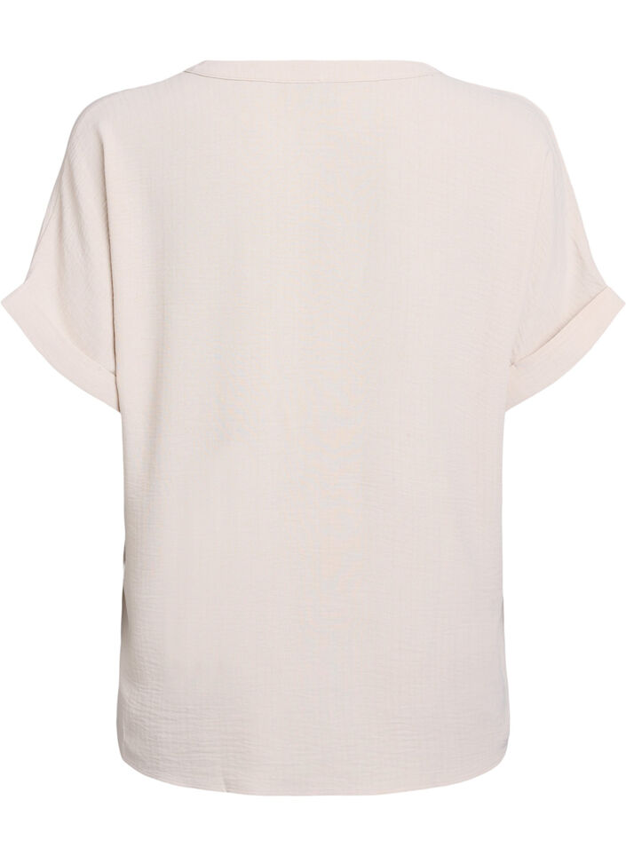 Lockere Bluse mit kurzen &Auml;rmeln, Beige, Packshot image number 1
