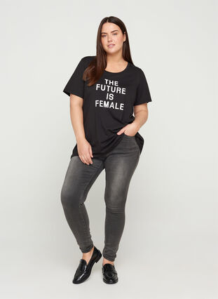 T-Shirt mit Print, Black FUTURE , Model image number 2