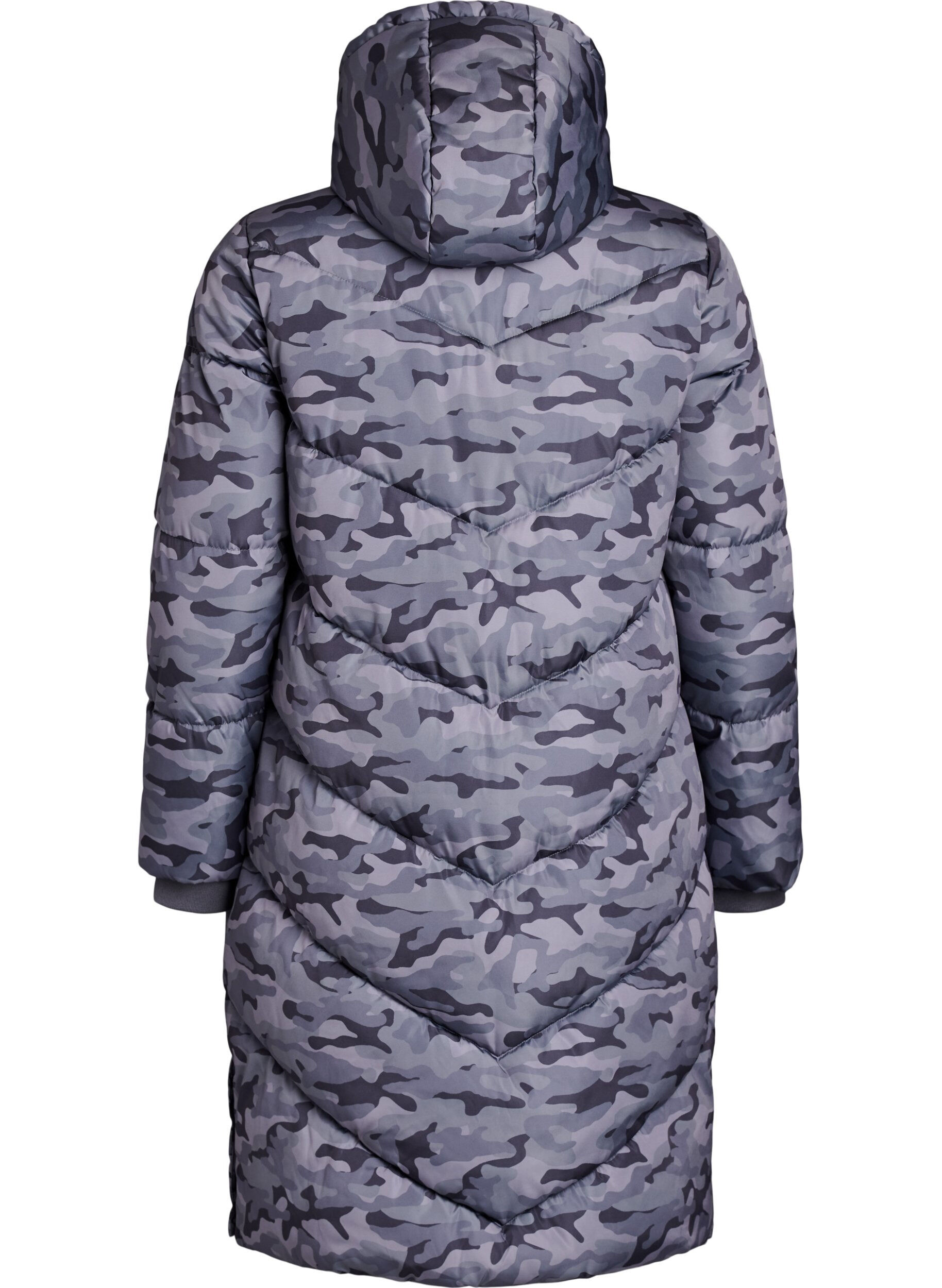 Zizzi Lange Camouflage-Steppjacke, Grau, Packshot image number 1