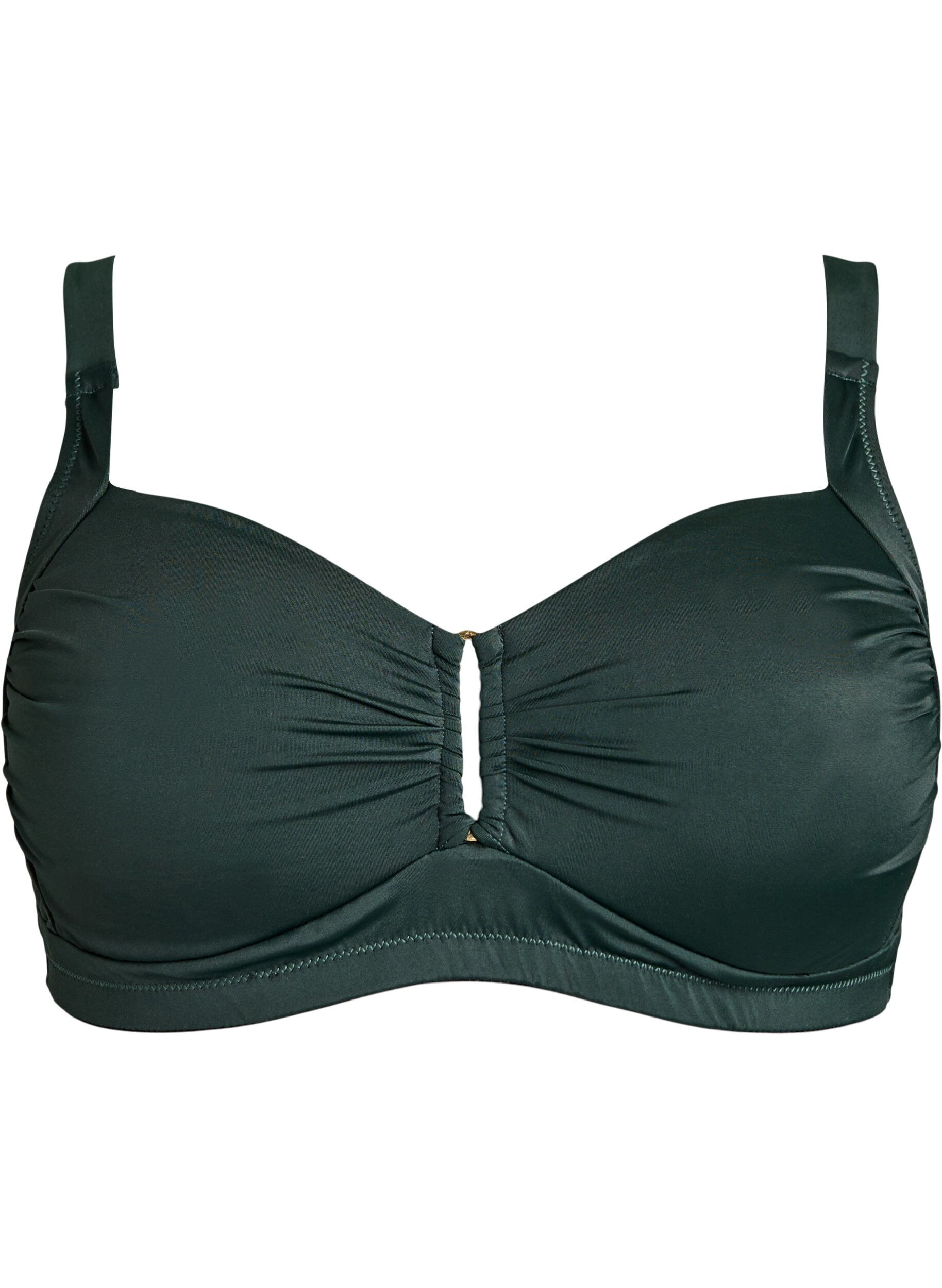 Zizzi Gepolstertes Bikini Top mit Ringdetail, Gr&uuml;n, Packshot image number 0