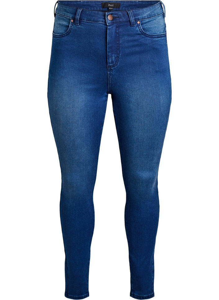 Hoch taillierte super Slim Amy Jeans, Blau, Packshot image number 0
