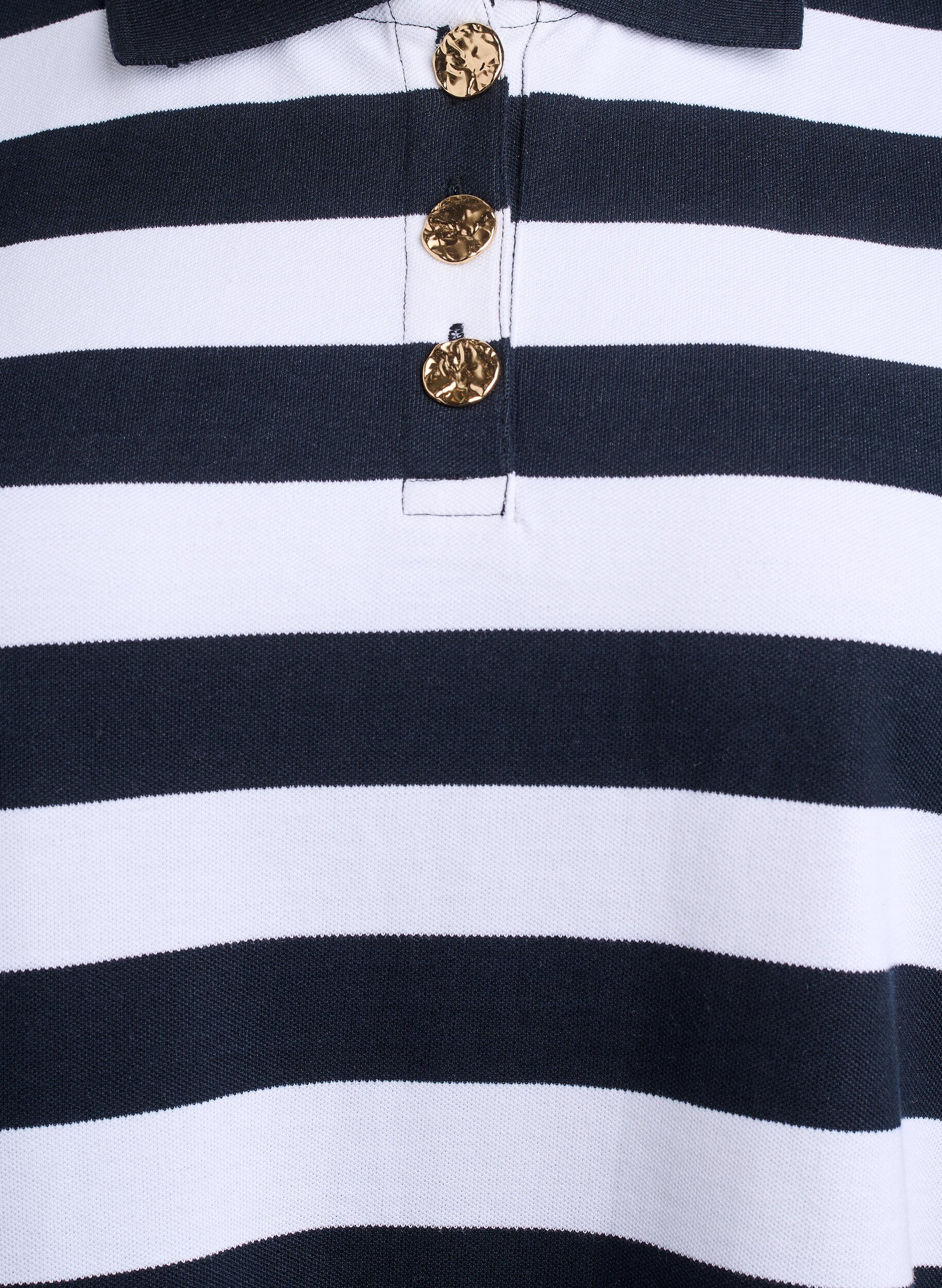 Zizzi Poloshirt mit langen &Auml;rmeln und Streifenmuster, Schwarz, Packshot image number 2