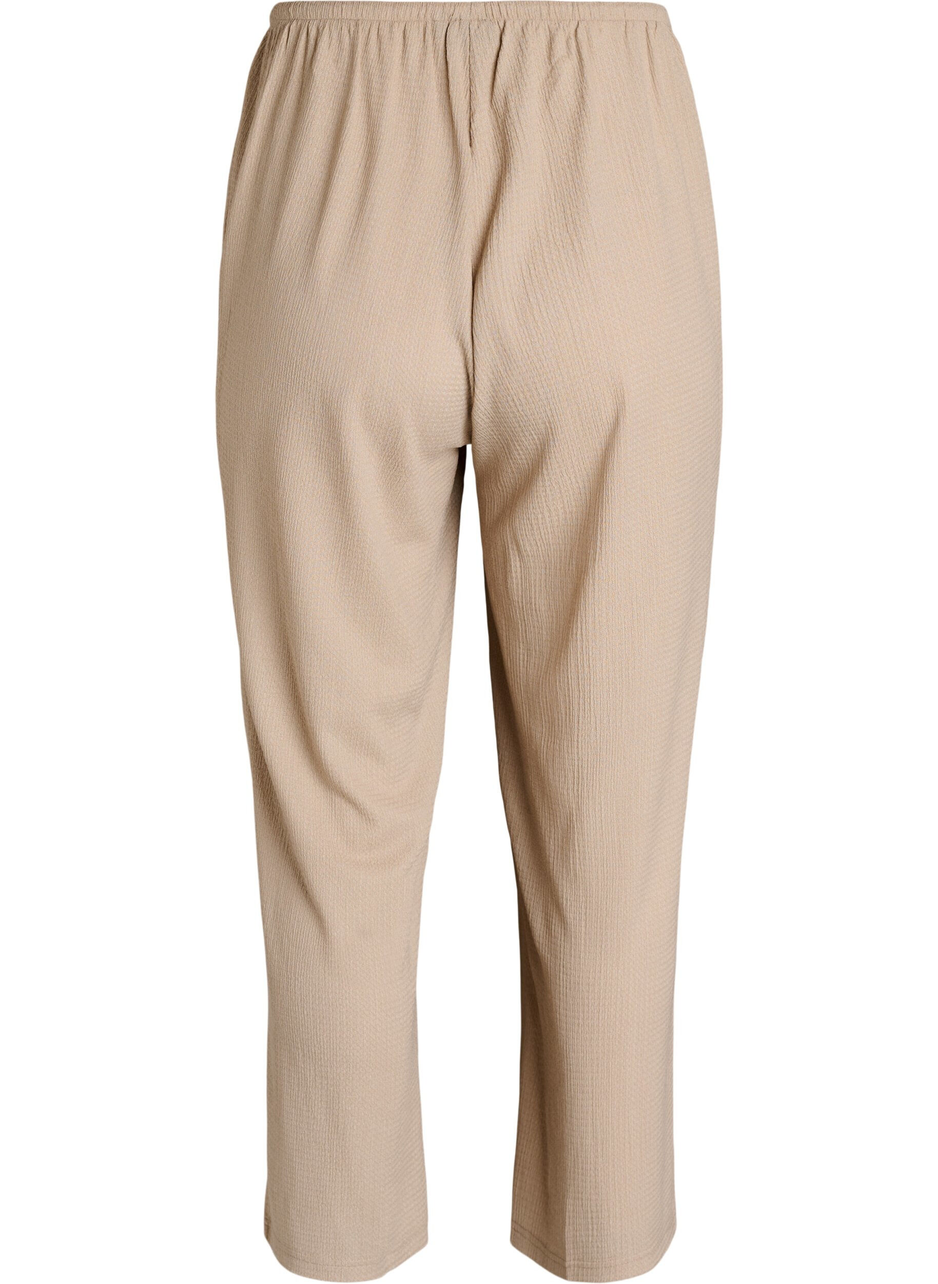 Zizzi Hose mit weitem Bein aus einem leichten strukturierten Stoff, Beige, Packshot image number 1