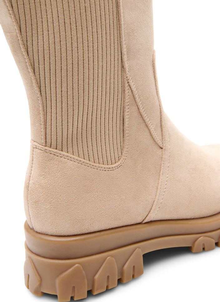 Chunky-Stiefel aus Kunstwildleder, Beige, Packshot image number 4