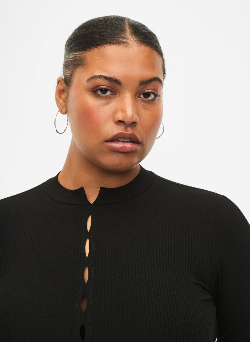 Passendes Kleid mit Ausschnittdetails, Black, Model image number 3