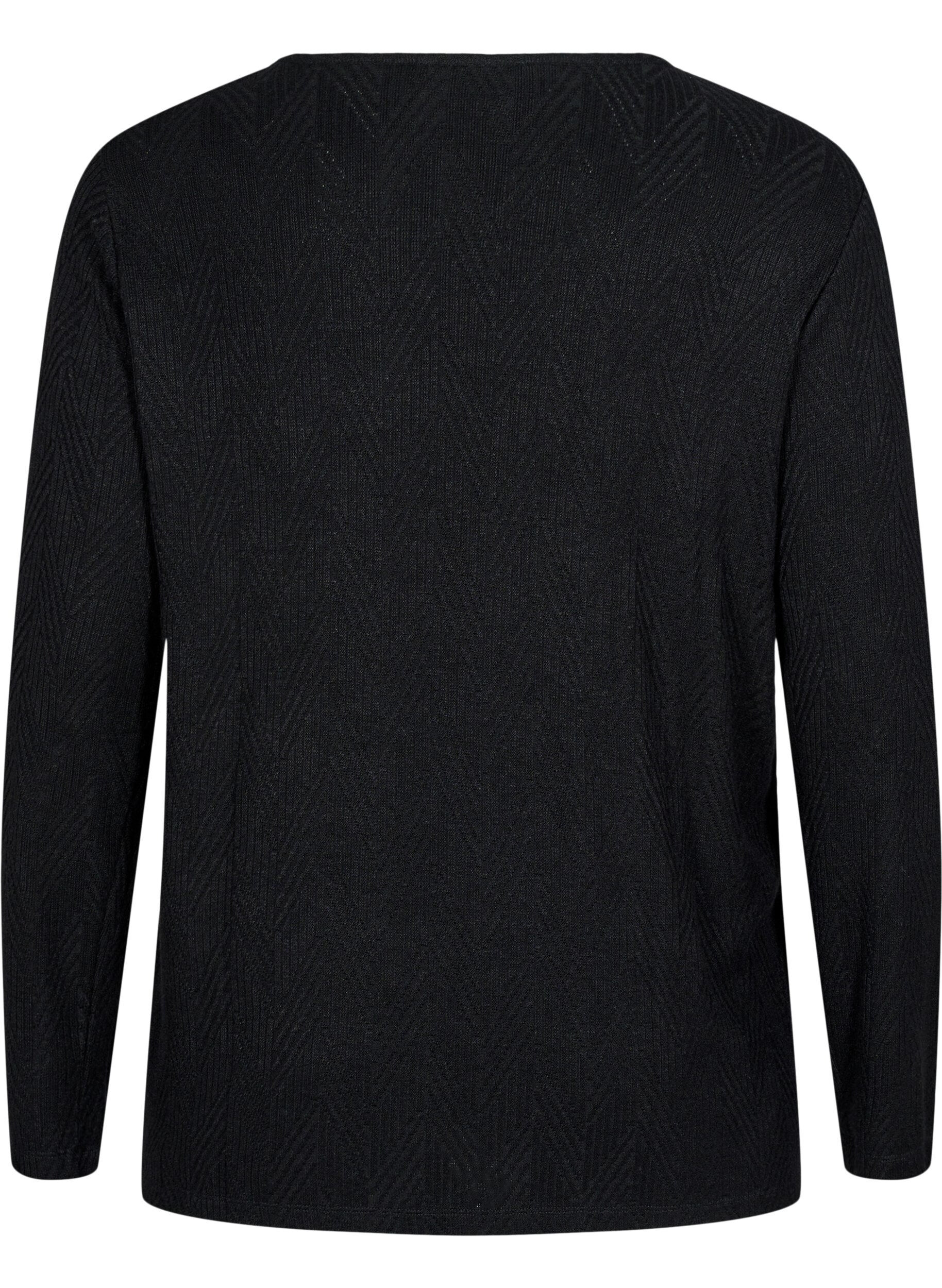 Zizzi Gemusterte Bluse mit langen &Auml;rmeln, Schwarz, Packshot image number 1