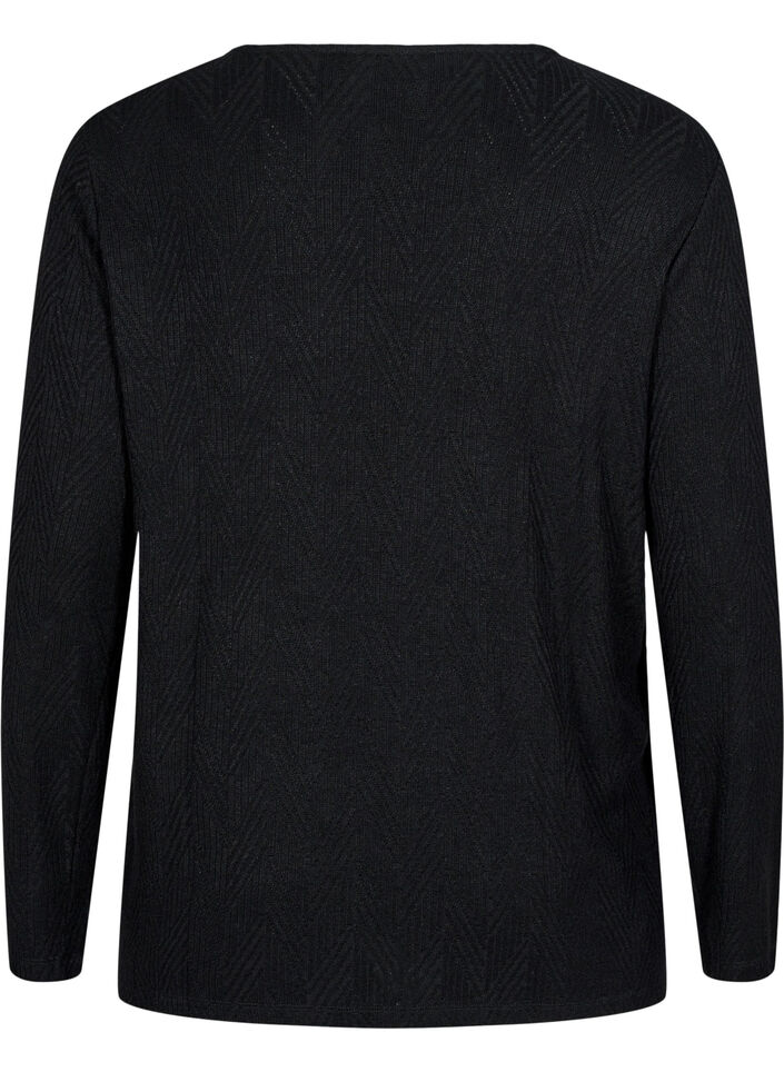 Gemusterte Bluse mit langen Ärmeln, Schwarz, Packshot image number 1