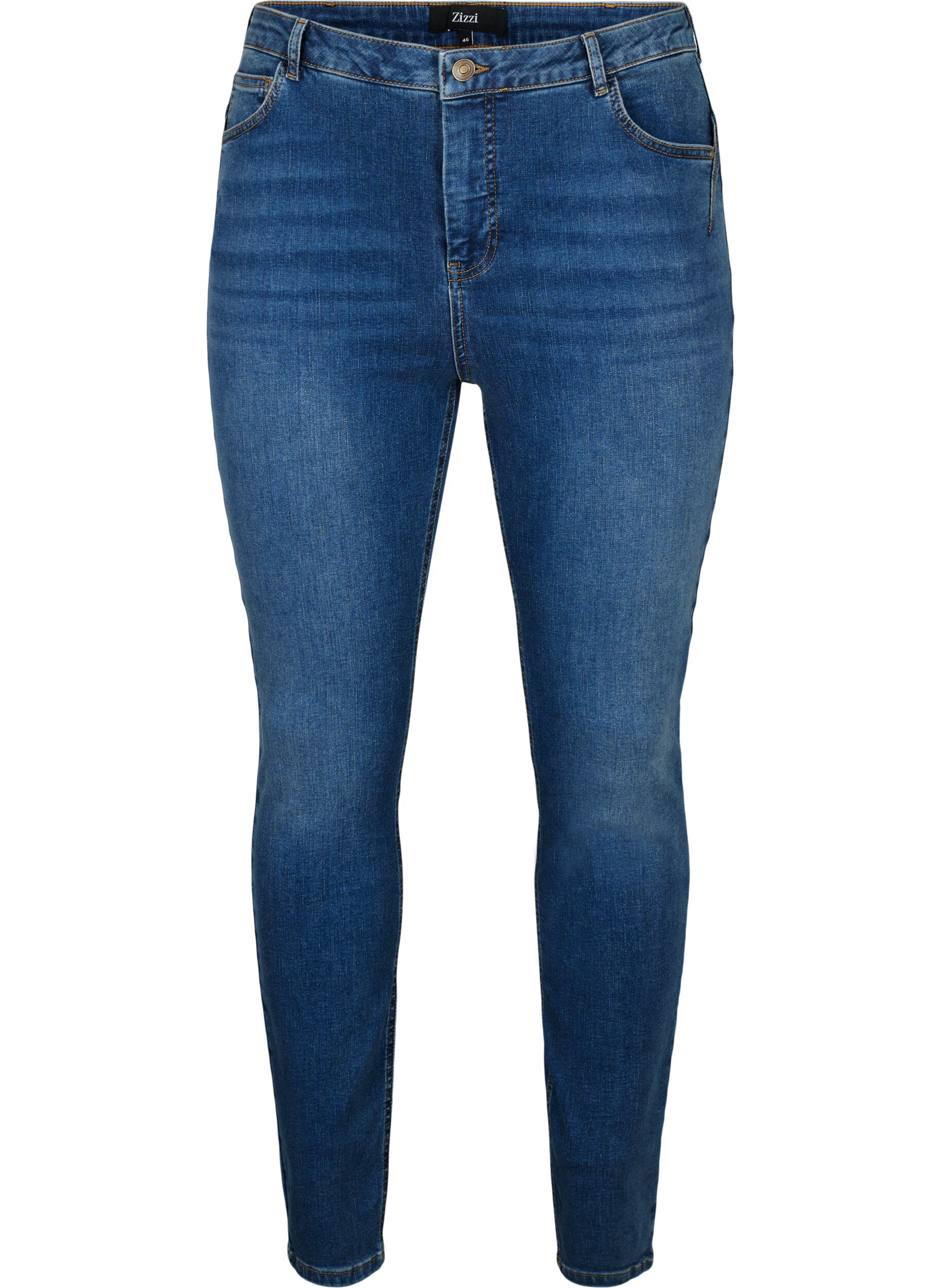 Zizzi Super schlanke Amy Jeans mit hoher Taille, Blue denim, Packshot image number 0