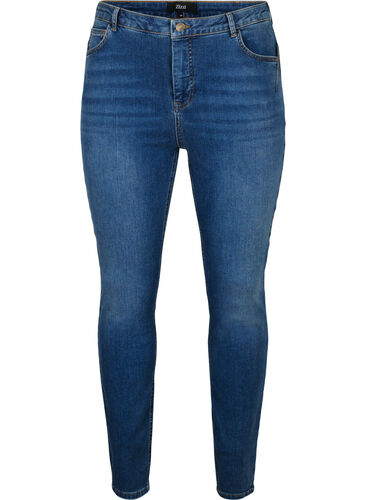 Super schlanke Amy Jeans mit hoher Taille, Blue denim, Packshot image number 0