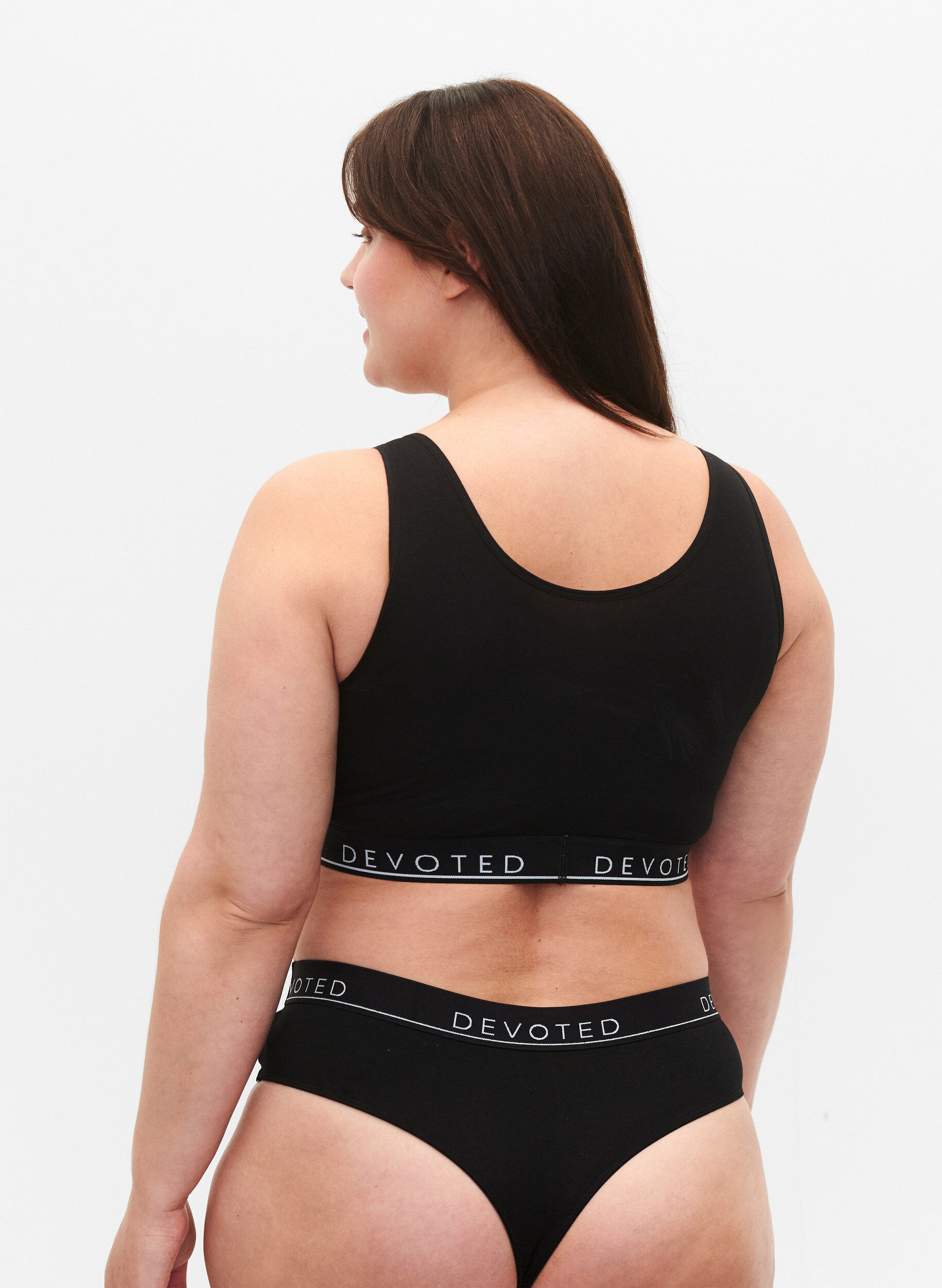 ZizziBaumwoll-G-String mit regul&auml;rer Taille, Schwarz, Model image number 1