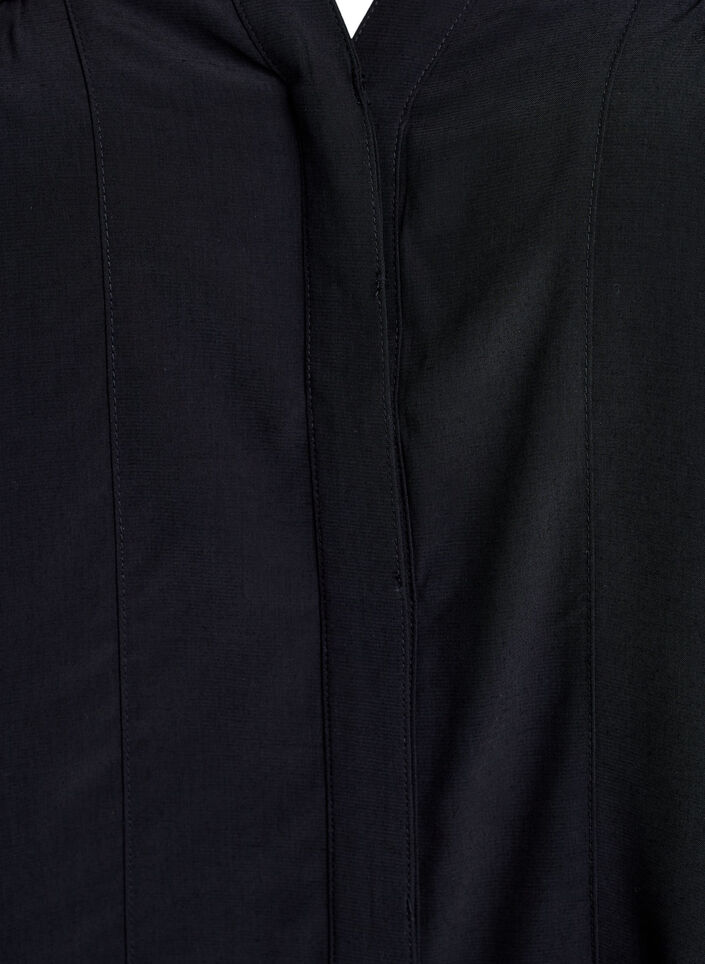 Bluse mit R&uuml;schenkragen und Raffung, Schwarz, Packshot image number 2