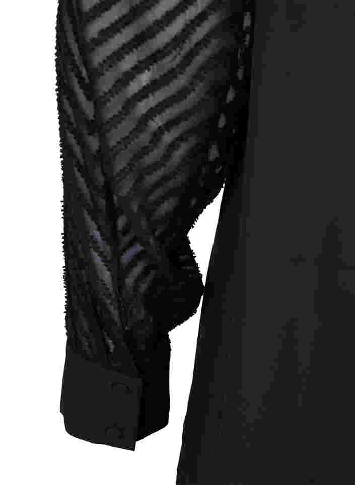 Hochgeschlossene Bluse mit langen, transparenten Ärmeln, Black, Packshot image number 3