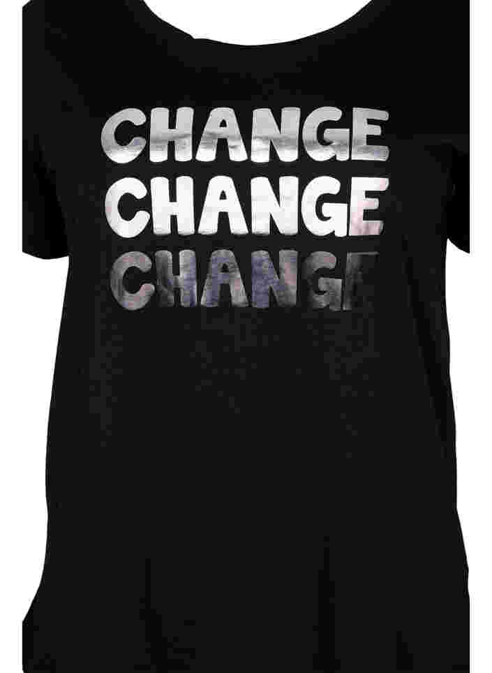 Kurzärmeliges Baumwoll-T-Shirt, Black Change, Packshot image number 2