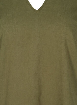 Kurzarm Kleid aus Baumwollmischung mit Leinen, Ivy Green, Packshot image number 2