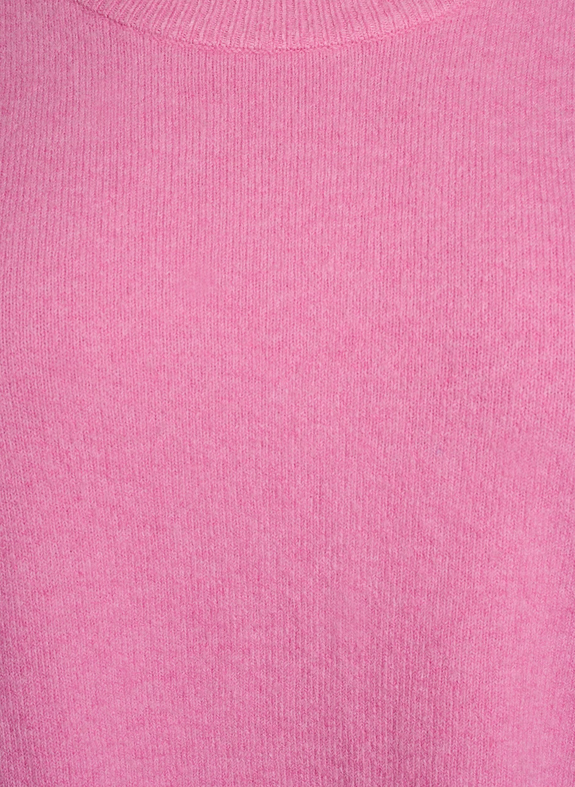 Zizzi Bluse aus Strick mit kurzen &Auml;rmeln, Pink, Packshot image number 2