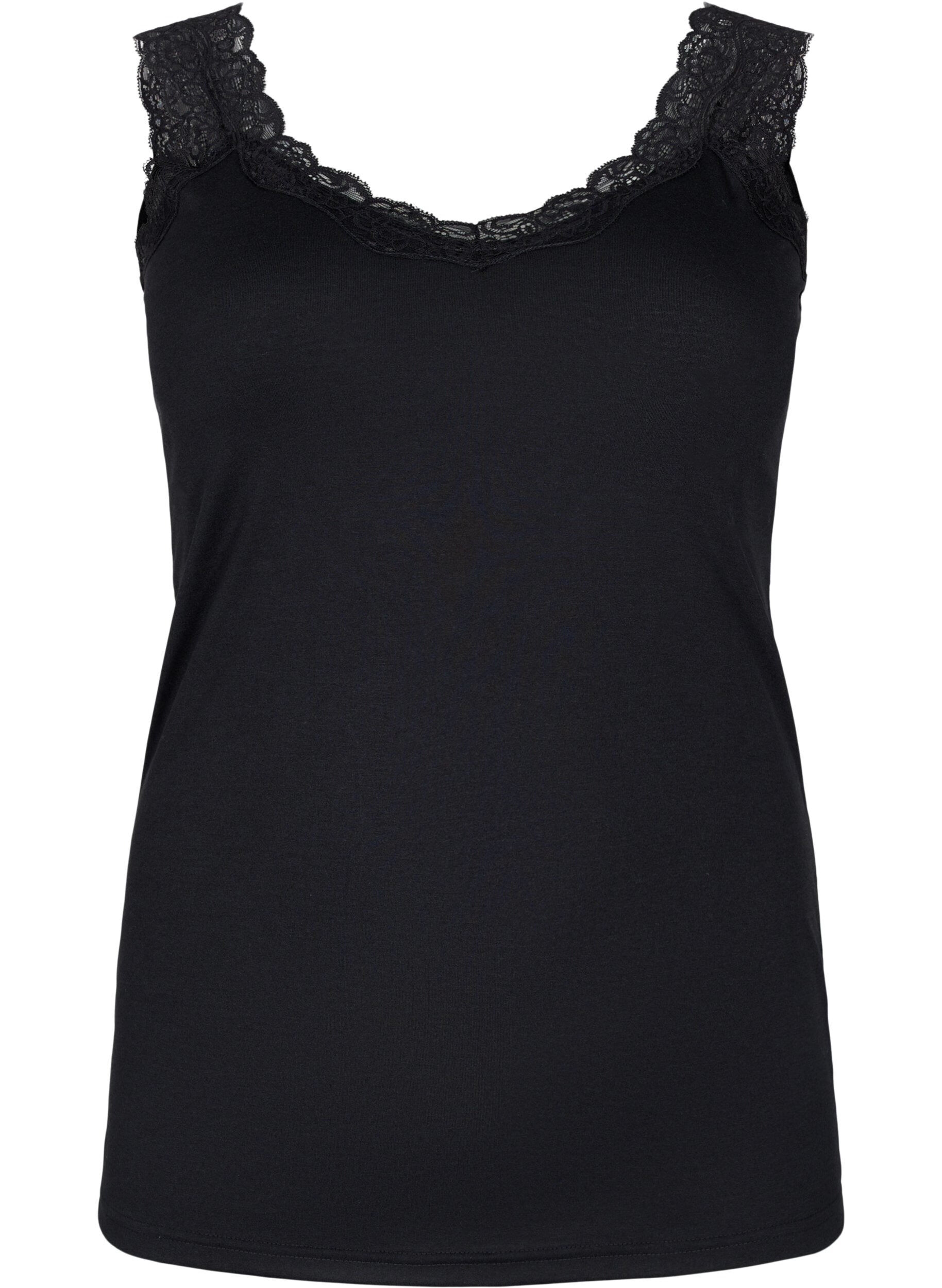 Zizzi 2er-Pack Tops mit Spitze, Black / Black, Packshot image number 2