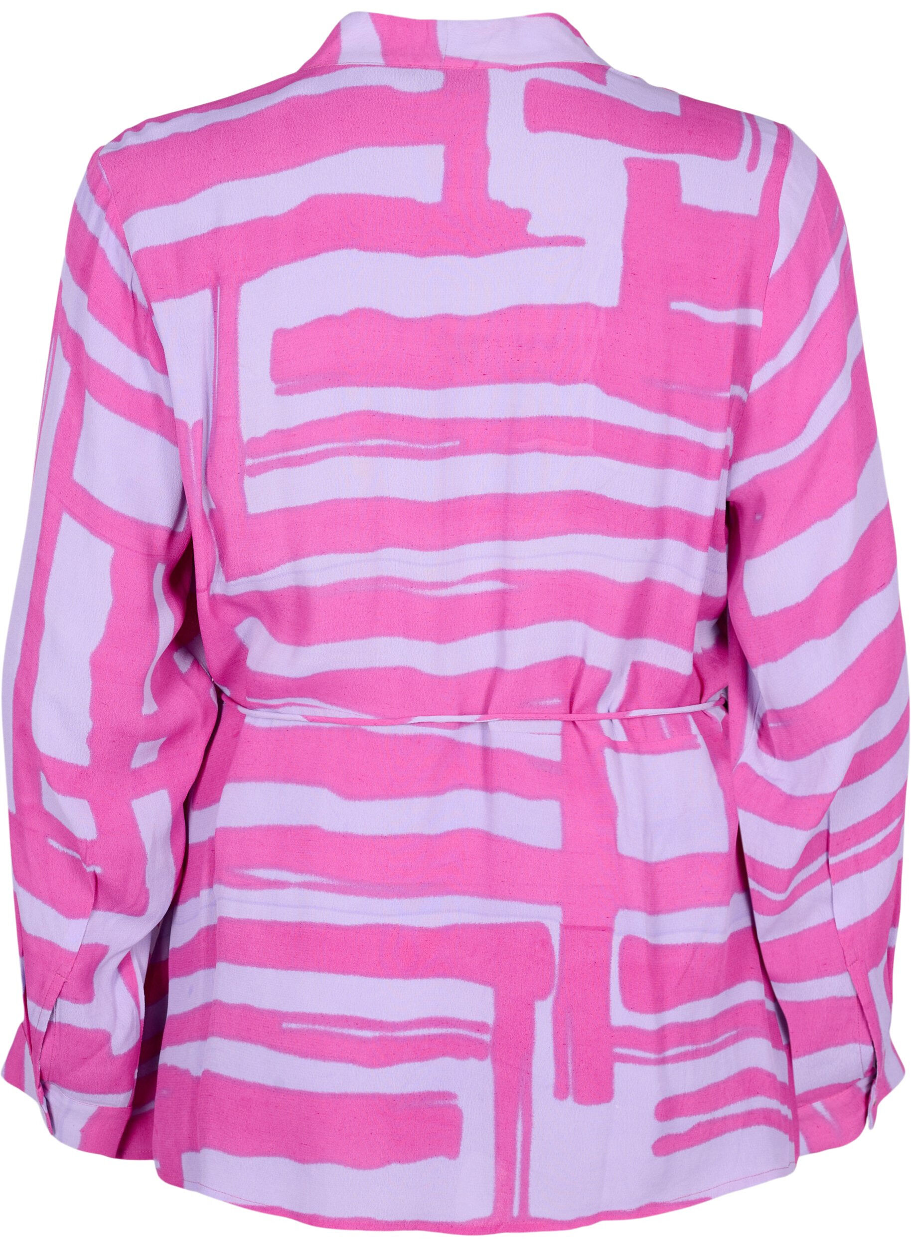 Zizzi Bedruckte Wickelbluse aus Viskose, Rose Violet AOP, Packshot image number 1