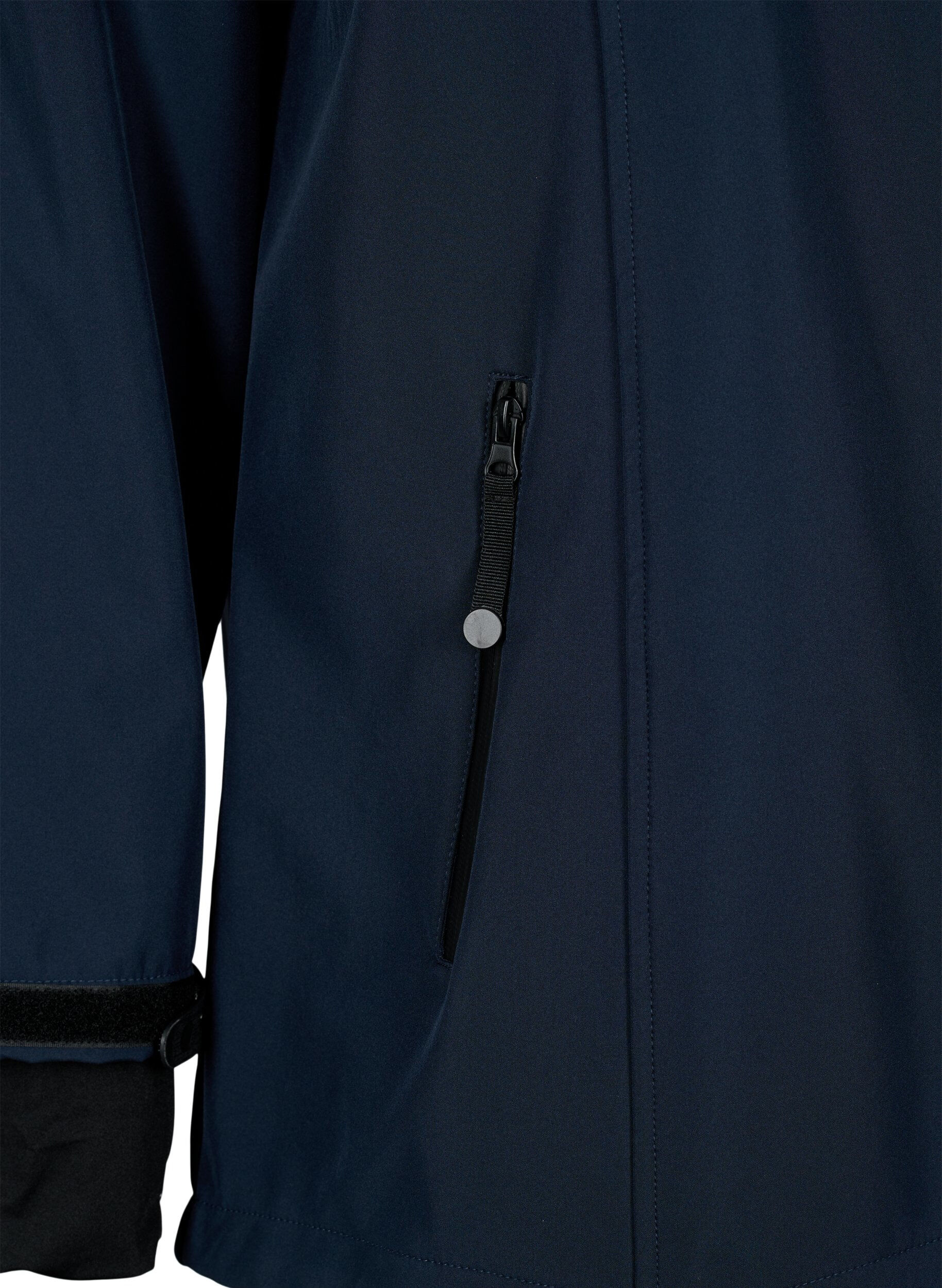 ZizziKurze Softshell-Jacke mit abnehmbarer Kapuze, Blau, Packshot image number 3