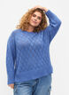 Langärmelige Strickbluse mit Lochmuster, Blue Bonnet, Model image number 0