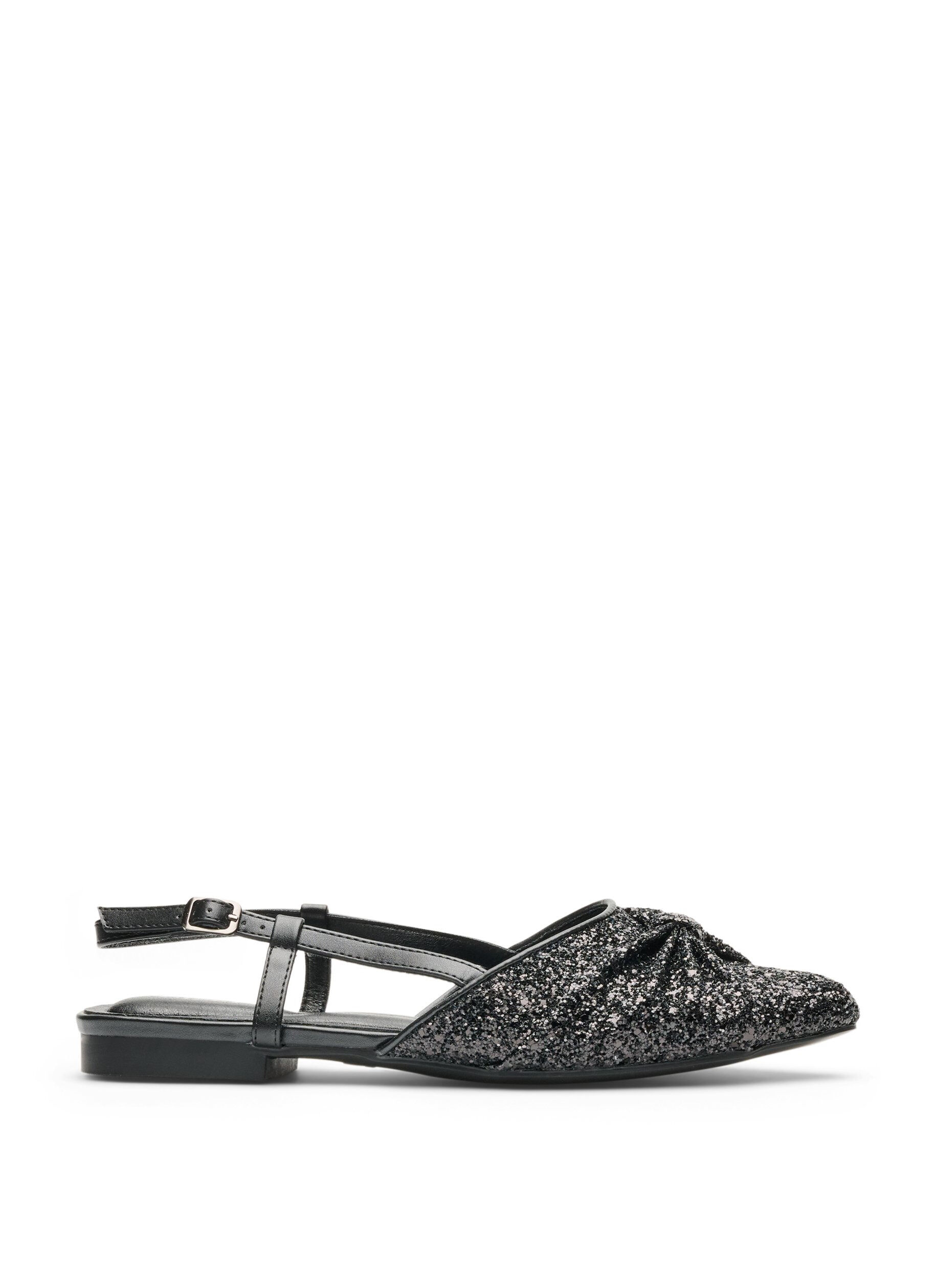 ZizziGlitzer-Slingback mit Schleifendetail, Schwarz, Packshot image number 0