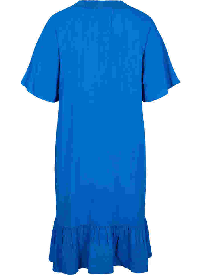 Kurzärmeliges Viskosekleid mit V-Ausschnitt, Classic Blue, Packshot image number 1