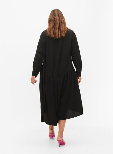 Midi-Kleid mit langen Ärmeln, Black, Model image number 1