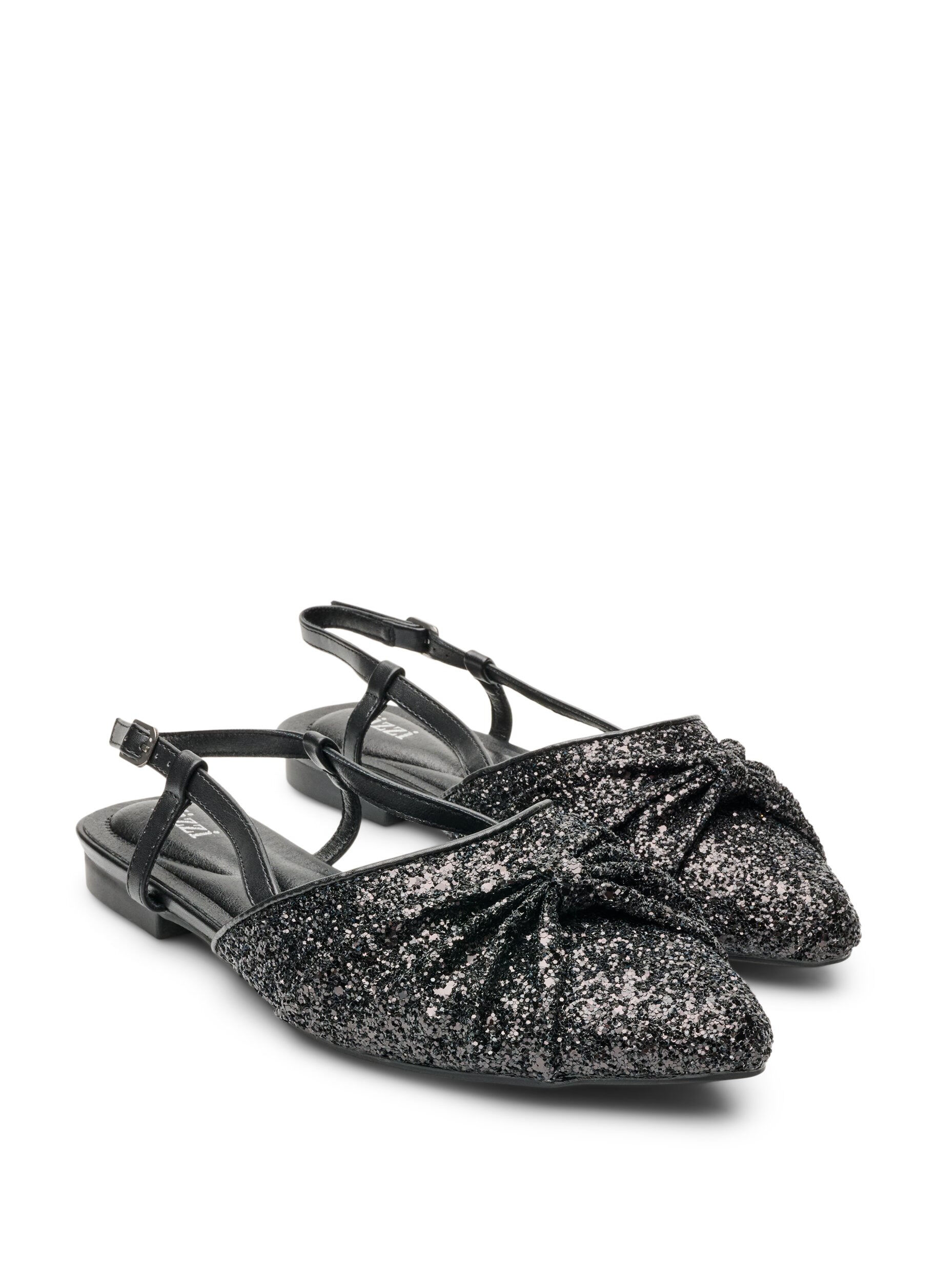 ZizziGlitzer-Slingback mit Schleifendetail, Schwarz, Packshot image number 1
