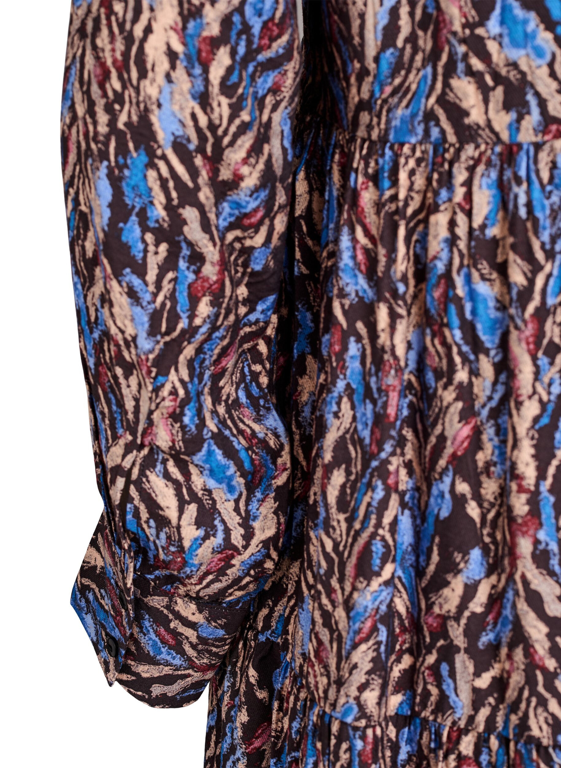 Zizzi A-Linien-Kleid mit R&uuml;schenkragen, Blau, Packshot image number 3