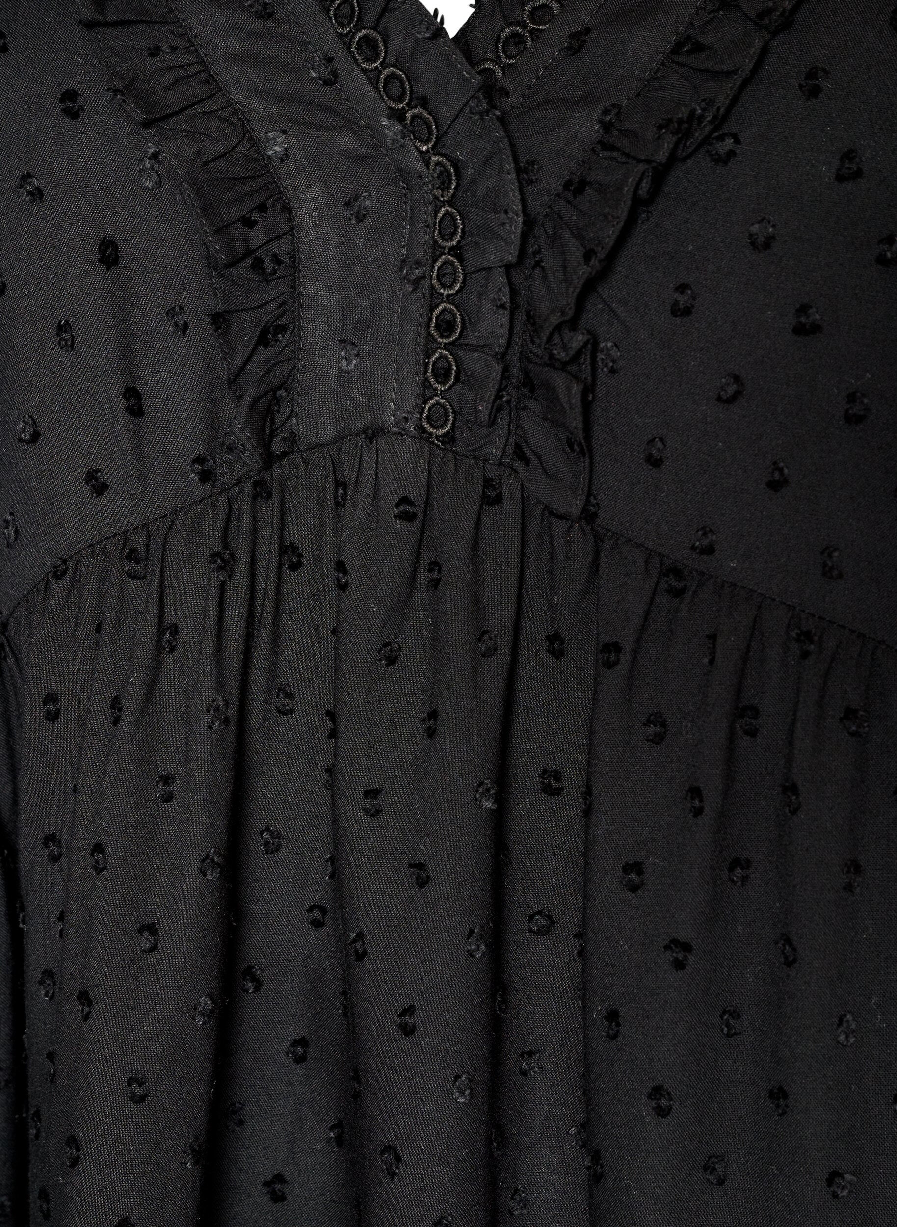 ZizziBluse aus Viskose mit gepunkteter Struktur und V-Ausschnitt, Schwarz, Packshot image number 2