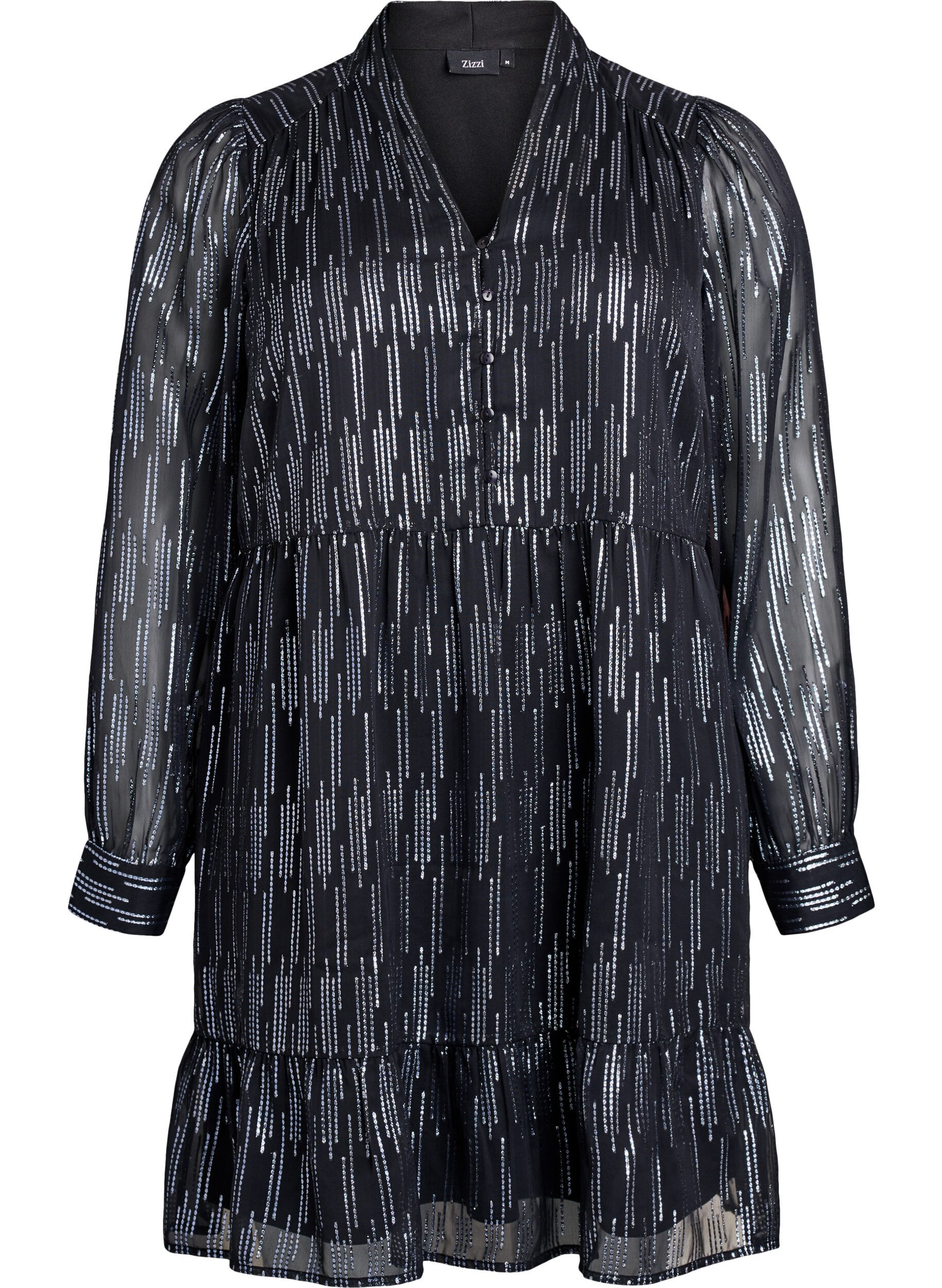 Zizzi Kurzes Partykleid mit Glitzermuster, Schwarz, Packshot image number 0