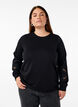 Sweatshirt mit aufgestickten Cut-Outs, Black, Model image number 0