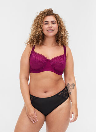 Emma BH mit Spitze und Bügel, Magenta purple, Model image number 2