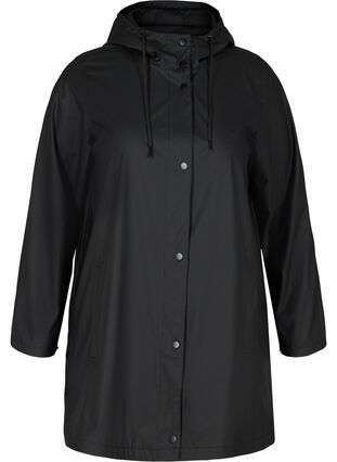 Regenjacke mit Kapuze und Taschen, Black, Packshot image number 0
