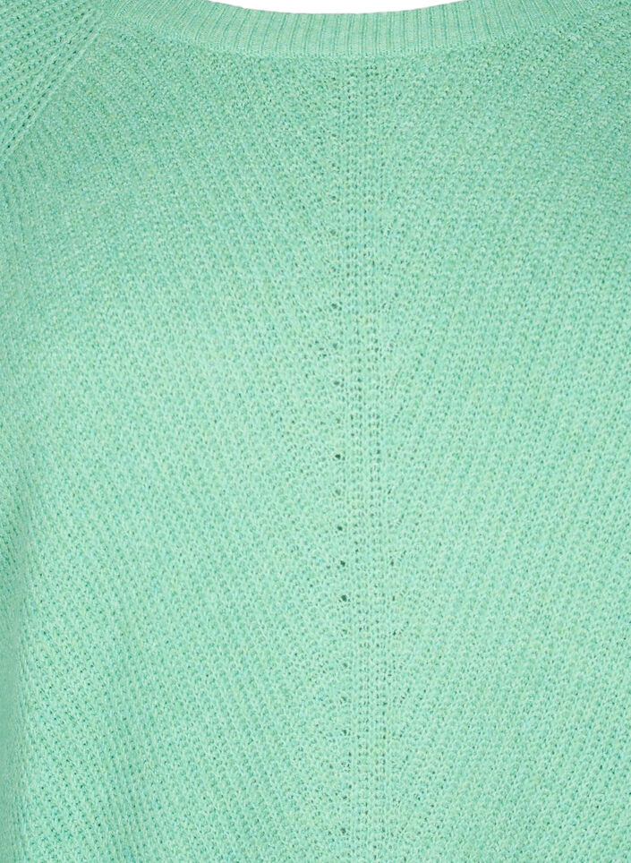 Strickbluse mit Rundhalsausschnitt, Light G. Green Mel., Packshot image number 2