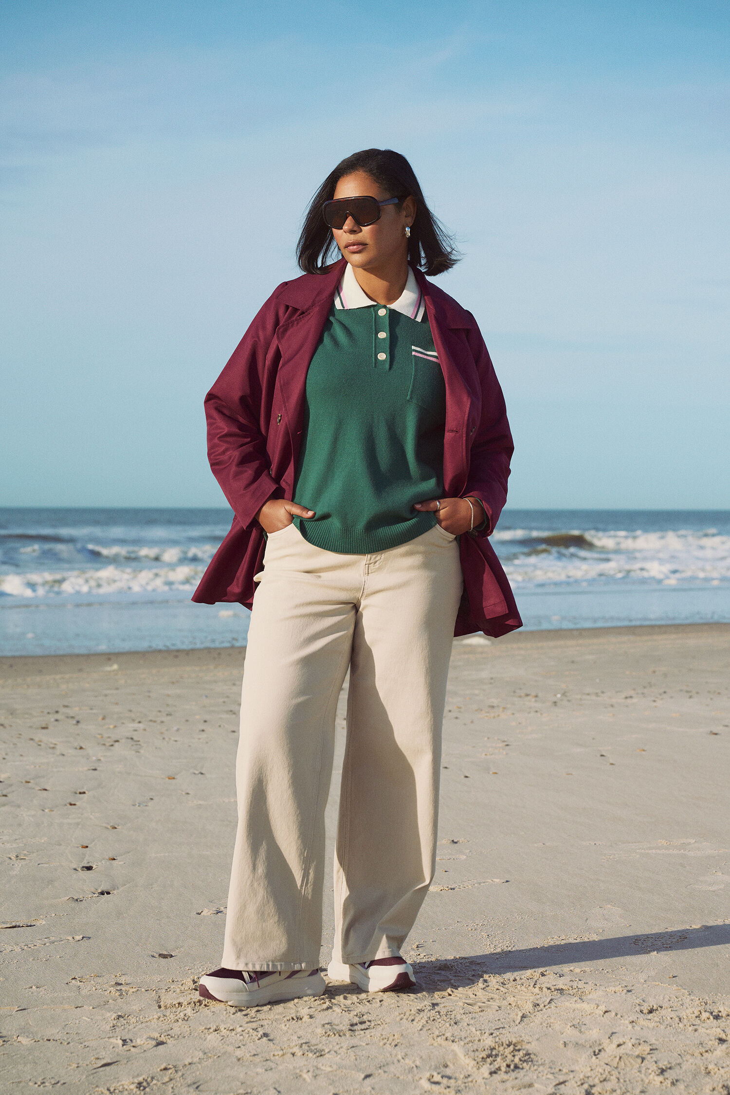 Zizzi Kurzer Trenchcoat mit G&uuml;rtel, , Model