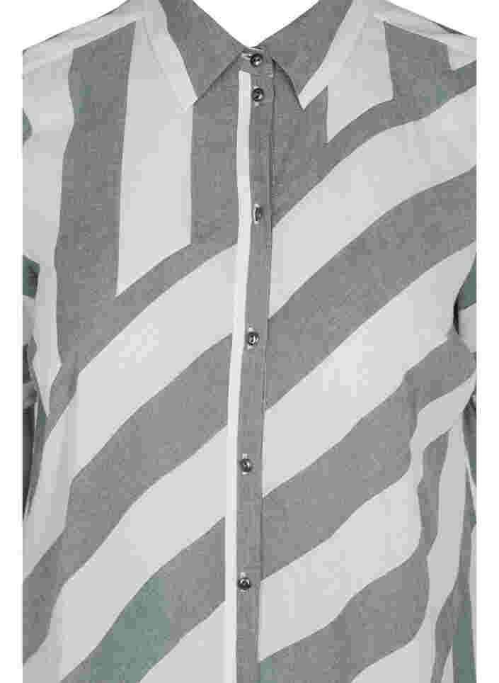 Kurzärmeliges Hemdkleid aus Baumwolle mit Streifen, Thyme Stripe, Packshot image number 2