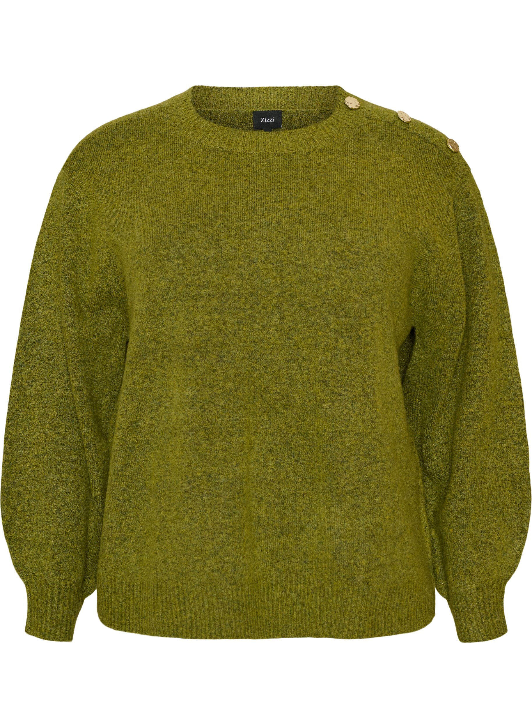 ZizziStrickbluse mit Knopfleiste, Gr&uuml;n, Packshot image number 0